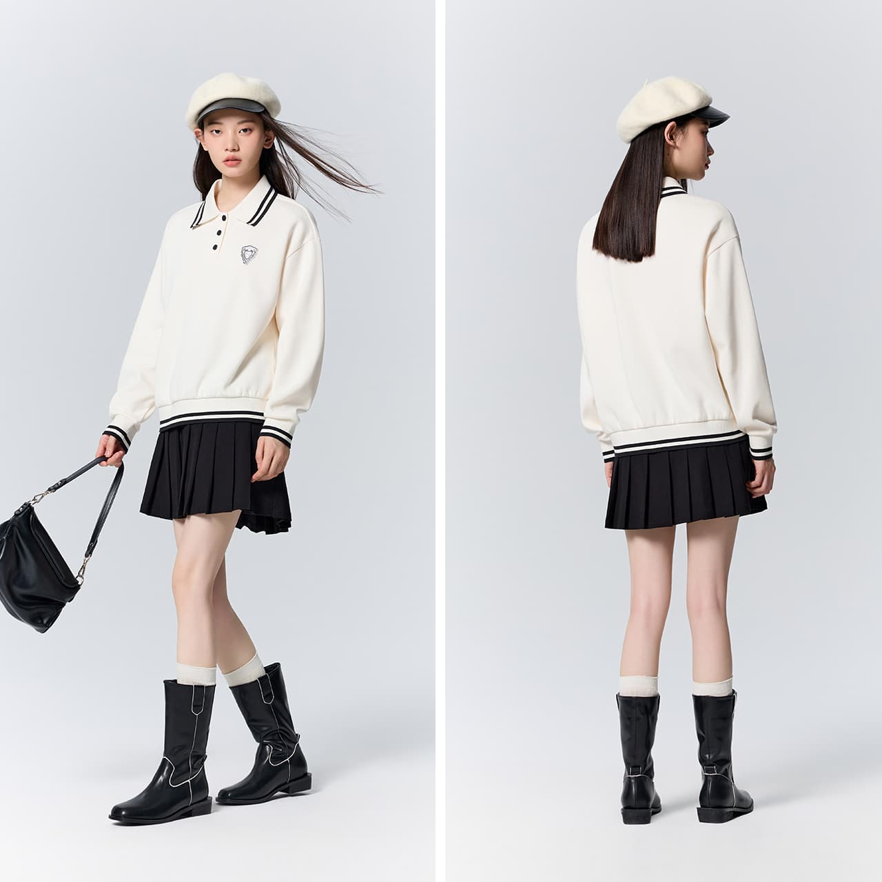 ポロシャツ スウェット 紋章刺繍入り
