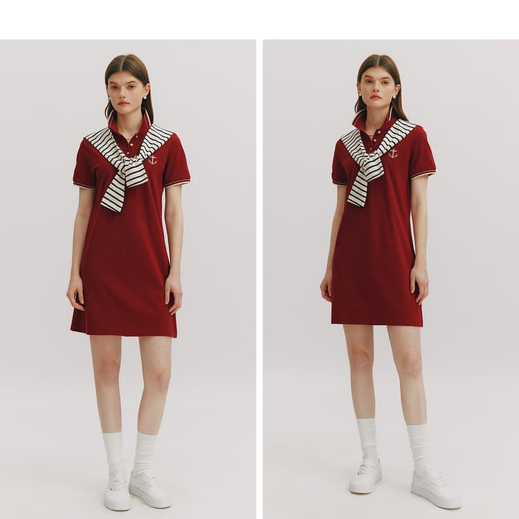 ポロシャツ ワンピース マリンスカーフ付き